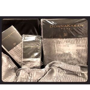 3PC KING Donna Karan Vapor Duvet/Shams silver/gray  Silky Burnout Fabric NEW